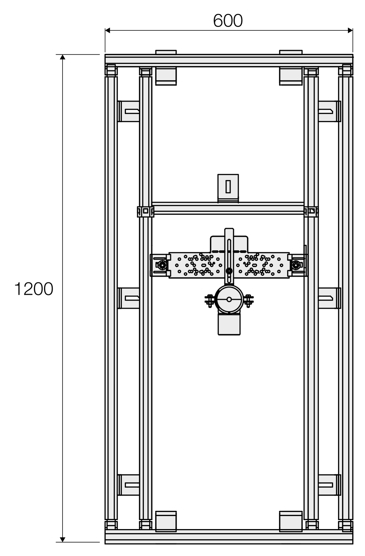 Valsir MFV Modules -pesuallasmoduuli, 600 × 1200 mm - tuotteen piirros
