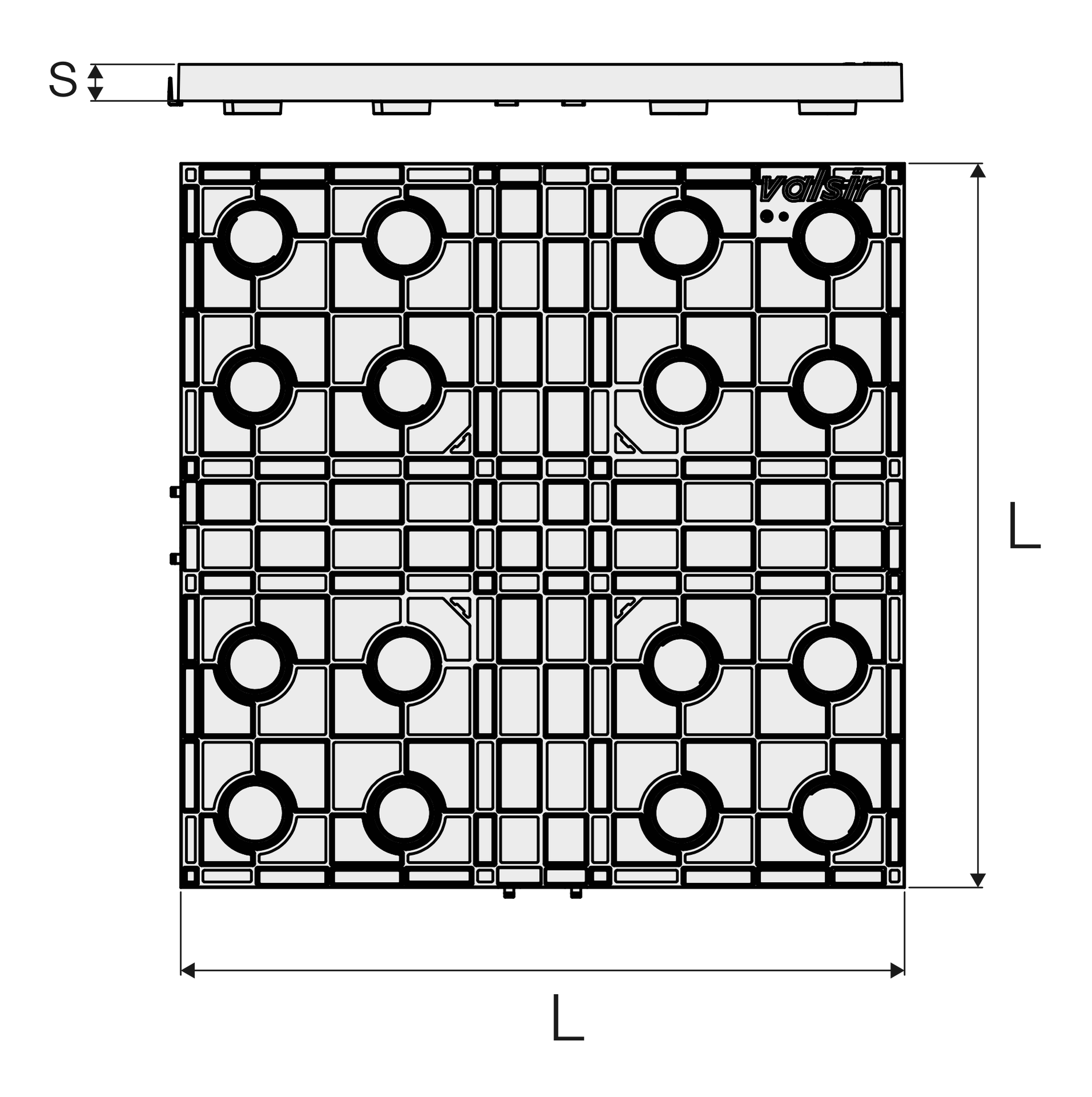 Valsir Aquanest -hulevesikasetin ylälevy 790x790 mm, s40 mm - tuotteen piirros