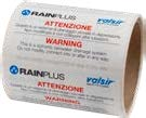 Valsir Rainplus -merkintätarrarulla 100x50 mm, italia/englanti, 100 kpl