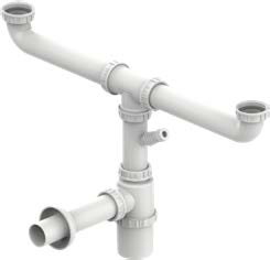 Valsir pullovesilukko kaksialtaiselle pesualtaalle malli A, 1"½ / 40 mm, L1 max 553 mm