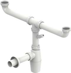 Valsir pullovesilukko, saksalainen malli kaksialtaiselle pesualtaalle malli B, 1"½ / 40 mm, L1 max 553 mm