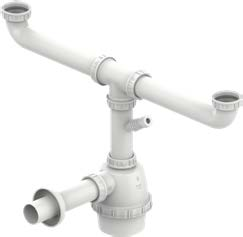 Valsir matala vesilukko kaksialtaiselle pesualtaalle malli A, 1"¼ / 40 mm, L1 max 303 mm