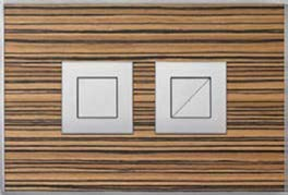 Valsir Design WOOD L -huuhtelupainike, Zebrano, pyöreät painikkeet, mattakromi