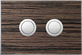 Valsir Design WOOD L -huuhtelupainike, Malindi-eebenpuu, neliönmuotoiset painikkeet, kiiltävä kromi