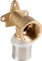 Valsir Pexal Brass seinäkulmaliitin 20x2,25-Rp1/2"