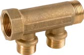 Valsir Pexal Brass -jakotukki, 2 lähtöä, A G 1/2, B G 3/4