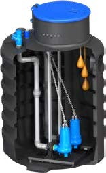 Valsir V2000 -pumppaamosäiliö 2000 l, 2 pumpulle, malli A-B